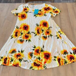 Sunflower Print Casual Dress